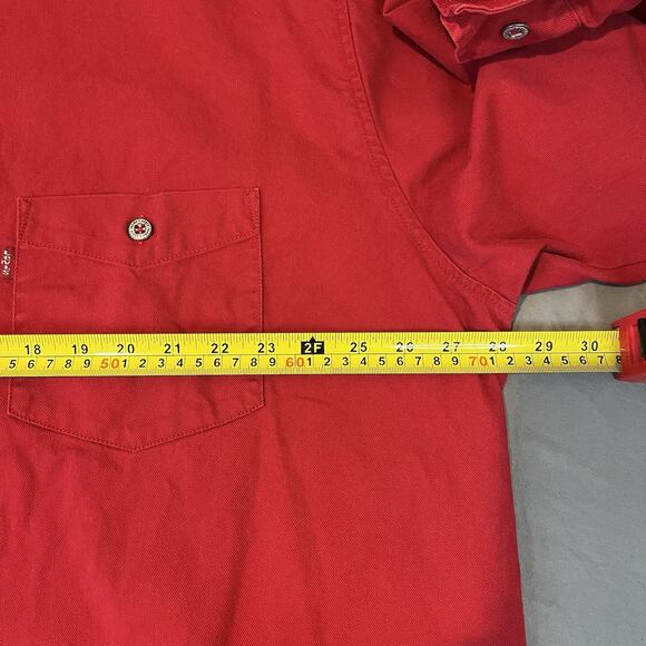 Levis Shirt Mens XL Red Denim Long Sleeve Work Red Tab Metal Buttons 100% Cotton - Picture 8 of 9